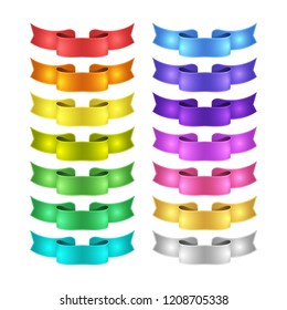isolated vector colored satin ribbons set