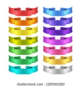 isolated vector colored satin ribbons set