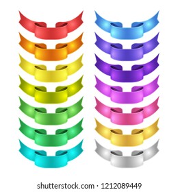 isolated vector colored satin ribbons set