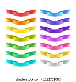 isolated vector colored satin ribbons set