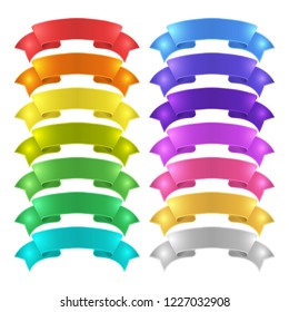 isolated vector colored satin ribbons set