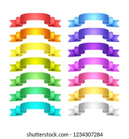 isolated vector colored satin ribbons set