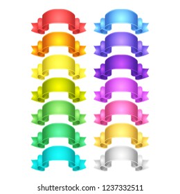 isolated vector colored satin ribbons set