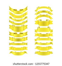 isolated vector colored satin ribbons set - yellow