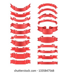 isolated vector colored satin ribbons set - red