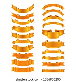 isolated vector colored satin ribbons set - orange