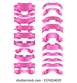 isolated vector colored satin ribbons set - purple