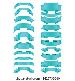 isolated vector colored satin ribbons set - blue