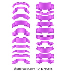 isolated vector colored satin ribbons set - violet
