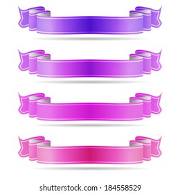 isolated vector colored satin ribbons set