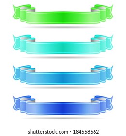 isolated vector colored satin ribbons set