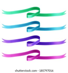 isolated vector colored satin ribbons set