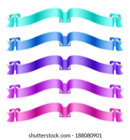 isolated vector colored satin ribbons set