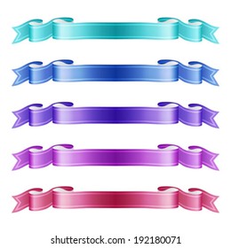 isolated vector colored satin ribbons set