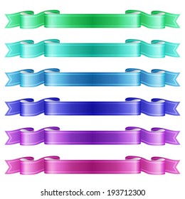 isolated vector colored satin ribbons set