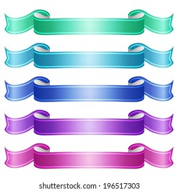isolated vector colored satin ribbons set
