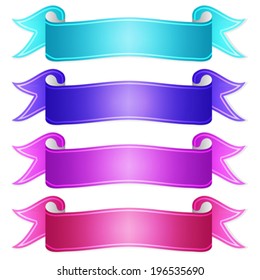 isolated vector colored satin ribbons set