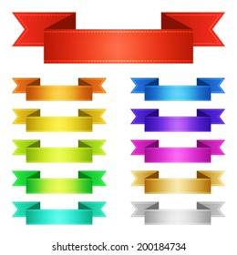isolated vector colored satin ribbons set