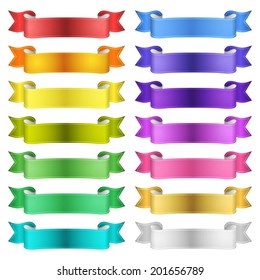 isolated vector colored satin ribbons set
