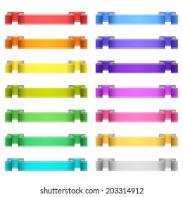 isolated vector colored satin ribbons set