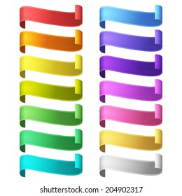 isolated vector colored satin ribbons set