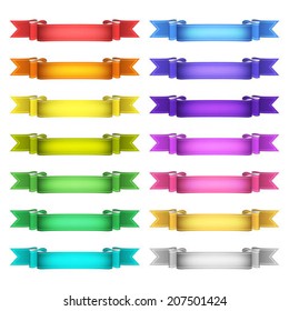 isolated vector colored satin ribbons set