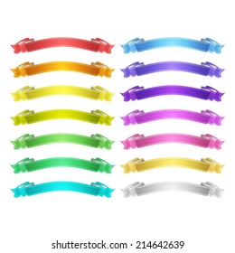 isolated vector colored satin ribbons set