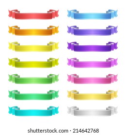 isolated vector colored satin ribbons set