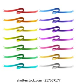 isolated vector colored satin ribbons set