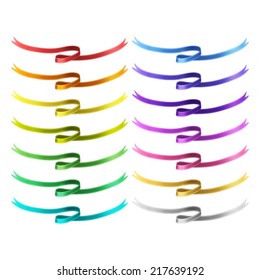 isolated vector colored satin ribbons set