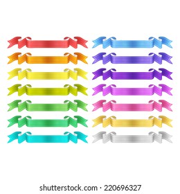 isolated vector colored satin ribbons set