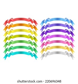 isolated vector colored satin ribbons set