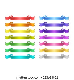 isolated vector colored satin ribbons set