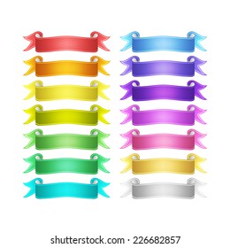 isolated vector colored satin ribbons set