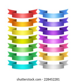 isolated vector colored satin ribbons set