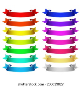isolated vector colored satin ribbons set