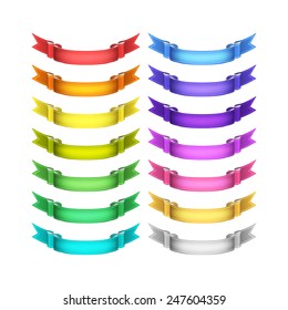 isolated vector colored satin ribbons set
