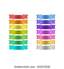 isolated vector colored satin ribbons set
