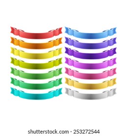 isolated vector colored satin ribbons set