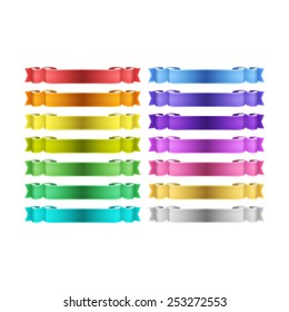 isolated vector colored satin ribbons set