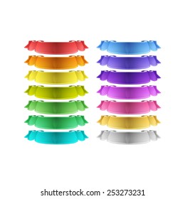 isolated vector colored satin ribbons set