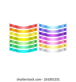 isolated vector colored satin ribbons set