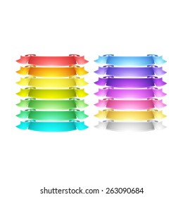 isolated vector colored satin ribbons set