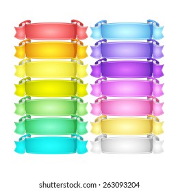isolated vector colored satin ribbons set