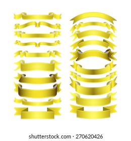 isolated vector colored satin ribbons set