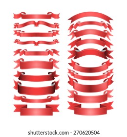 isolated vector colored satin ribbons set