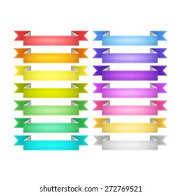 isolated vector colored satin ribbons set