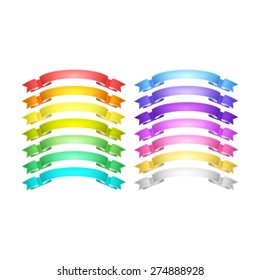 isolated vector colored satin ribbons set