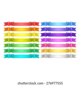 isolated vector colored satin ribbons set