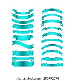 isolated vector colored satin ribbons set